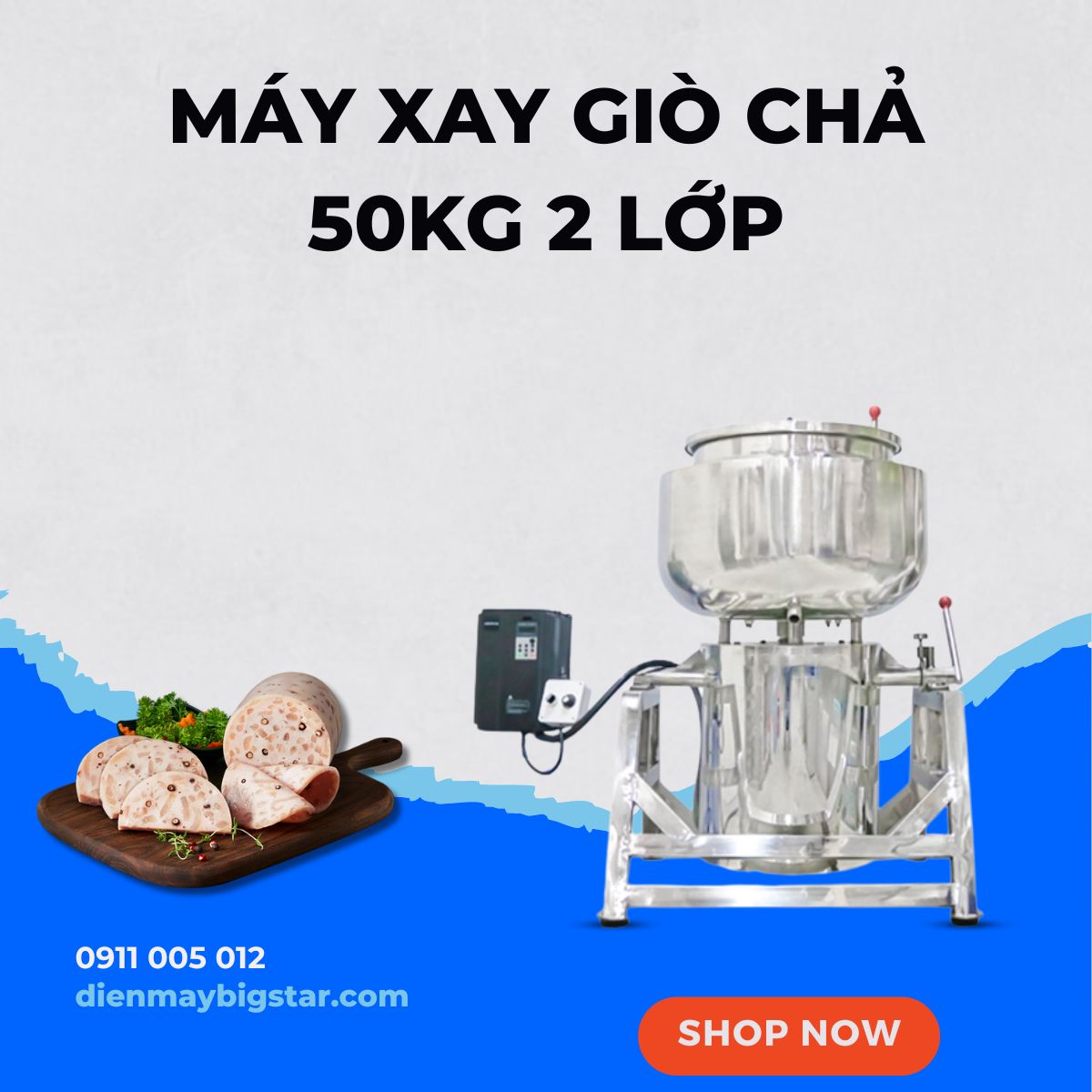 Máy xay giò chả 50kg 2 lớp