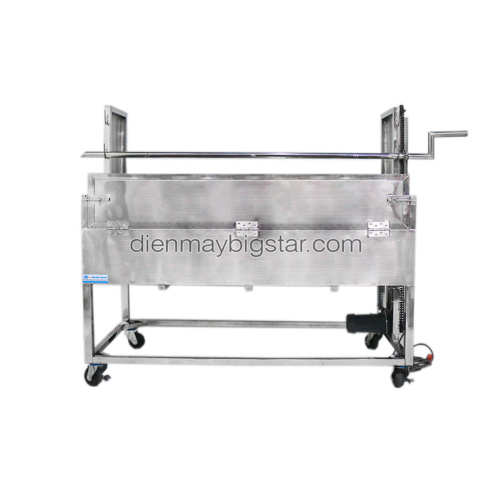 Lò quay heo nguyên con có motor và dây xích