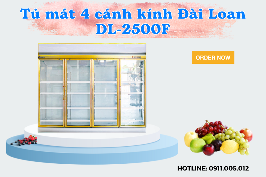Tủ mát 4 cánh kính Đài Loan DL-2500F