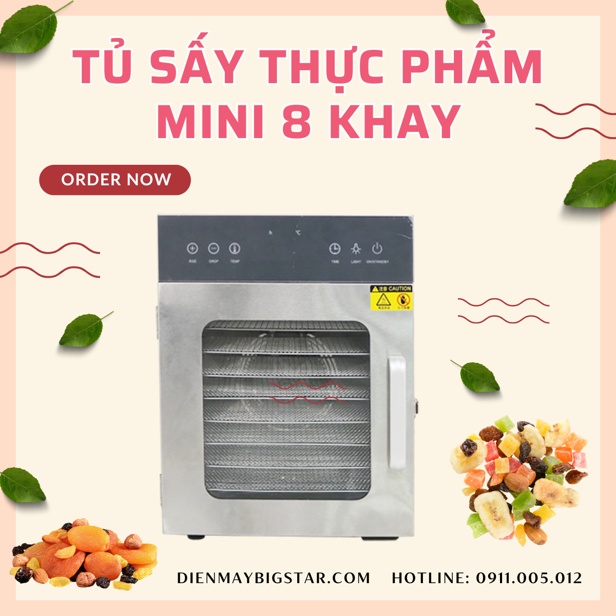 Tủ sấy thực phẩm mini 8 khay