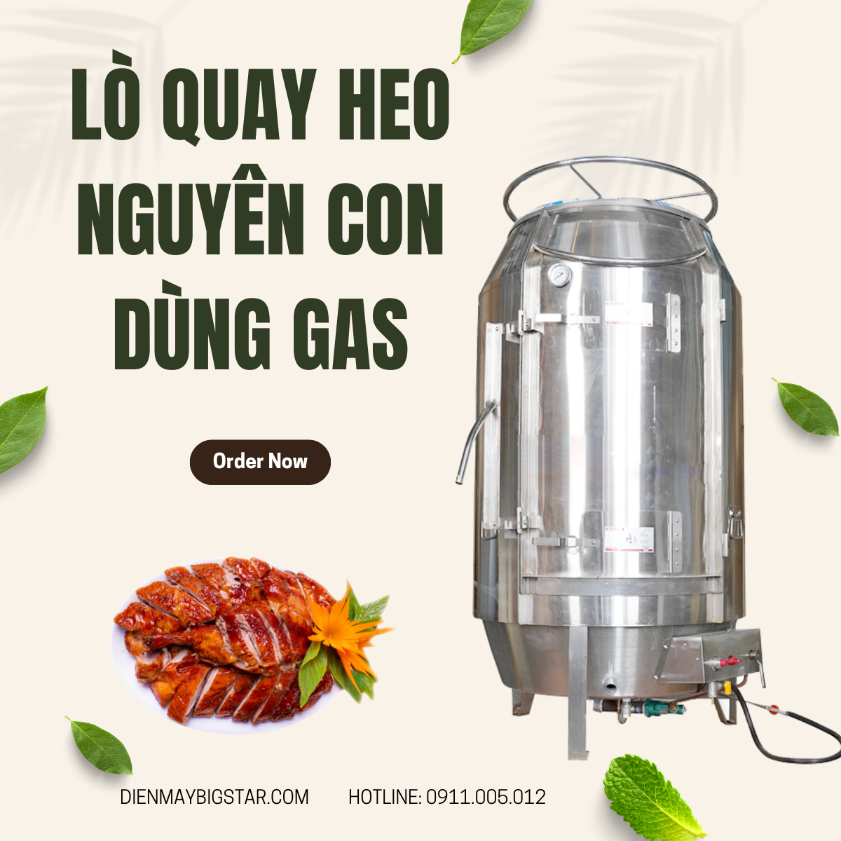 Lò quay heo nguyên con dùng gas