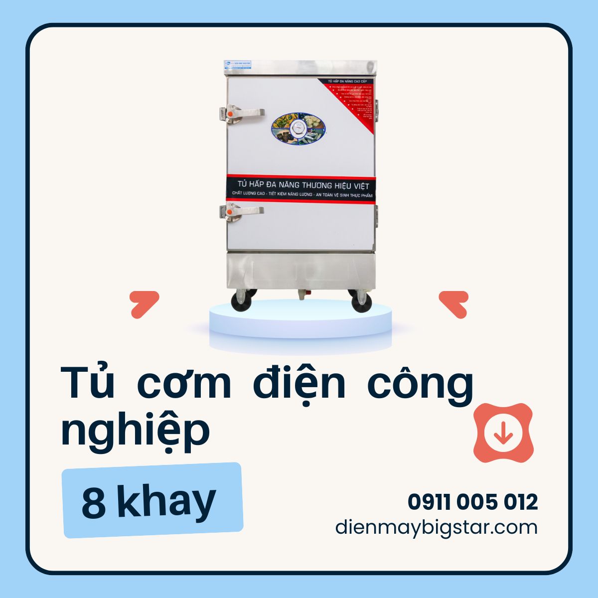 Tủ cơm điện công nghiệp 8 khay