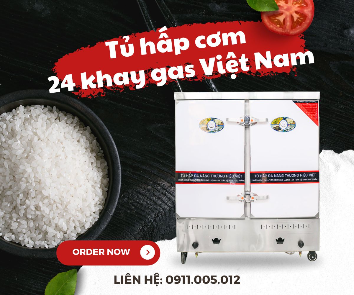 Tủ hấp cơm 24 khay gas Việt Nam