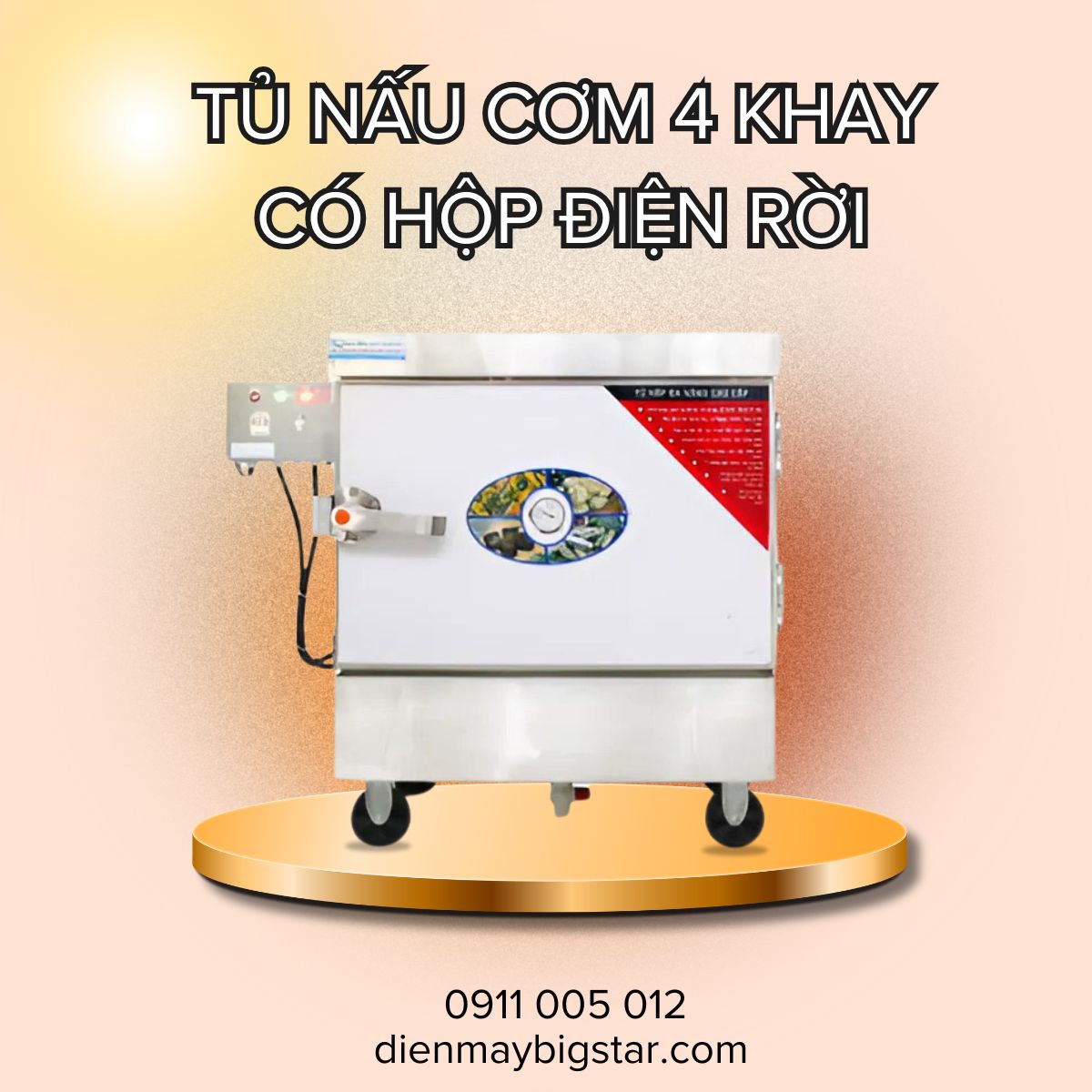 Tủ nấu cơm 4 khay có hộp điện rời