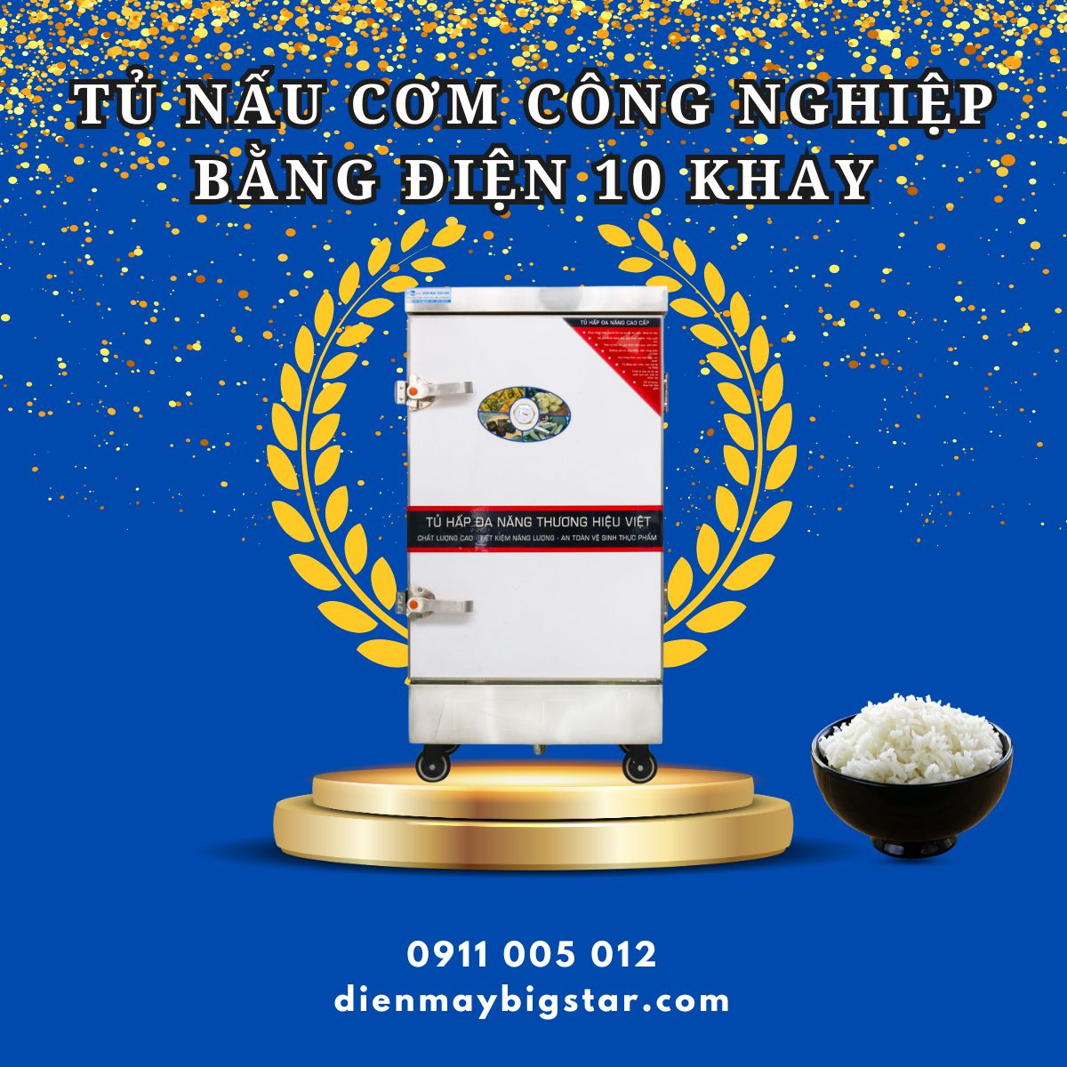 Tủ nấu cơm công nghiệp bằng điện 10 khay