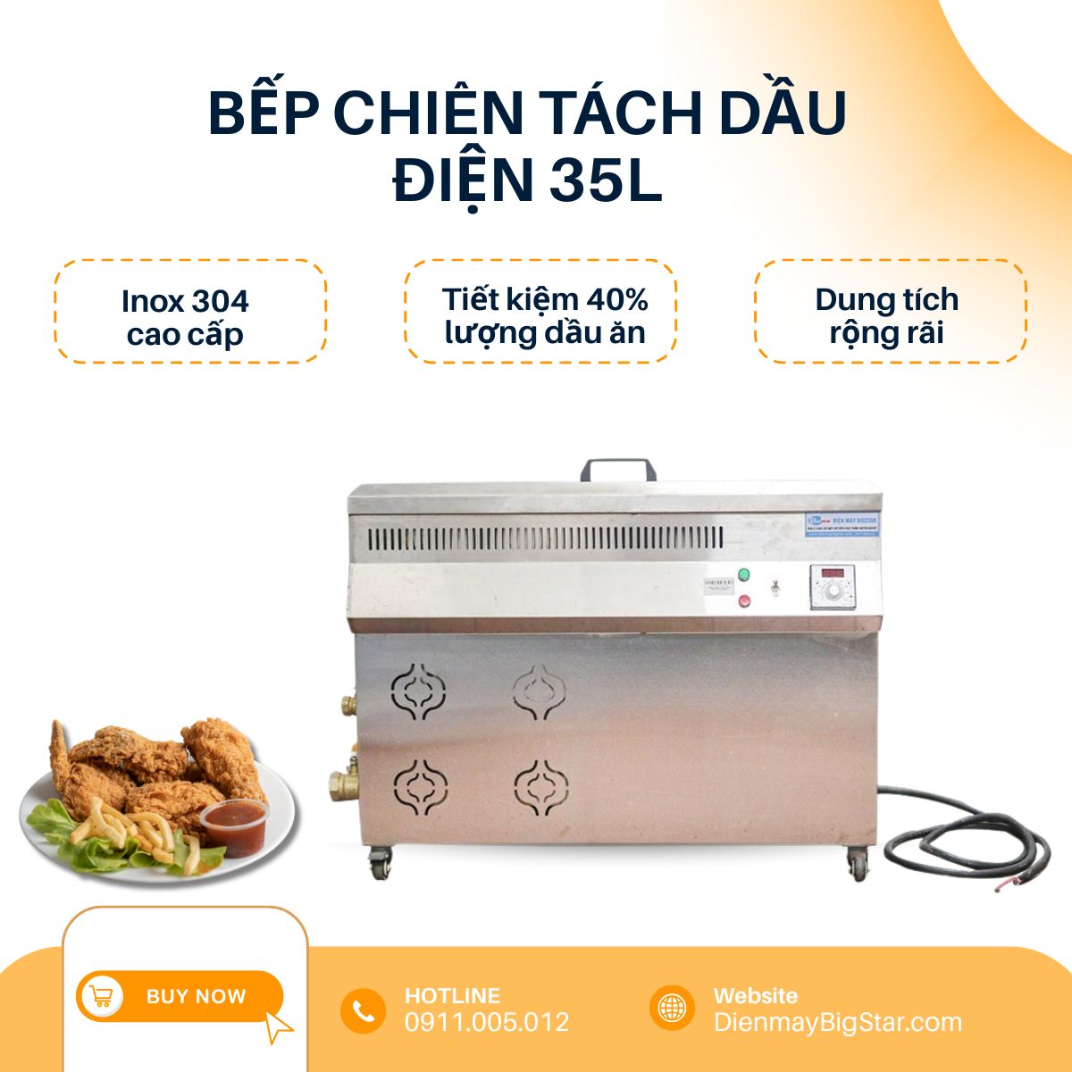 bếp chiên tách dầu điện 35L