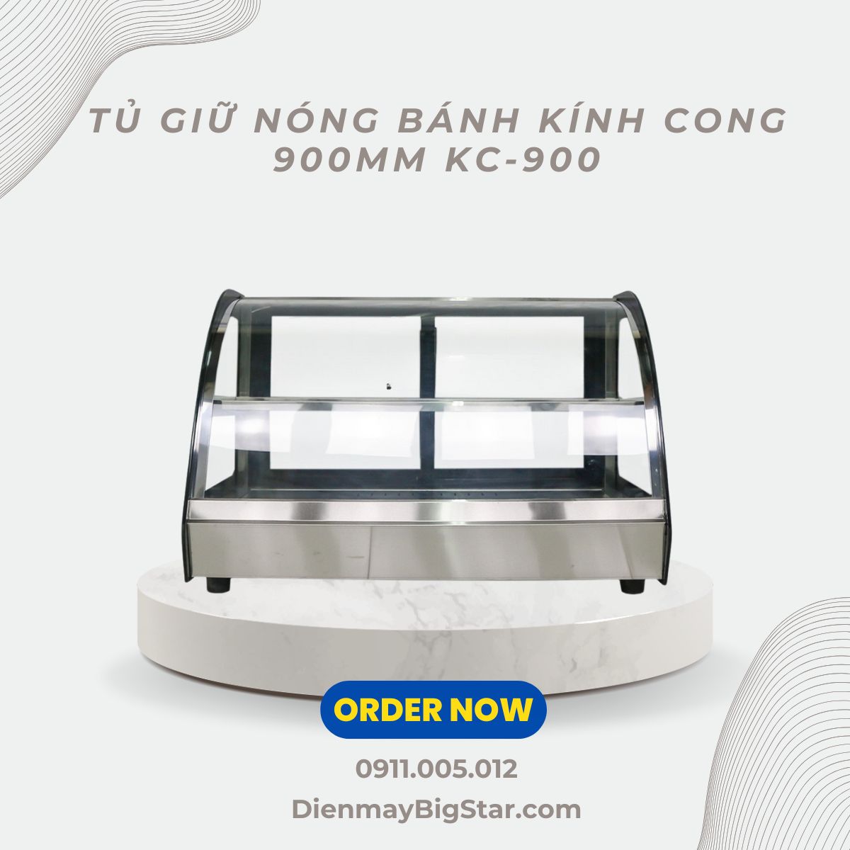 Tủ giữ nóng bánh kính cong 900mm KC-900