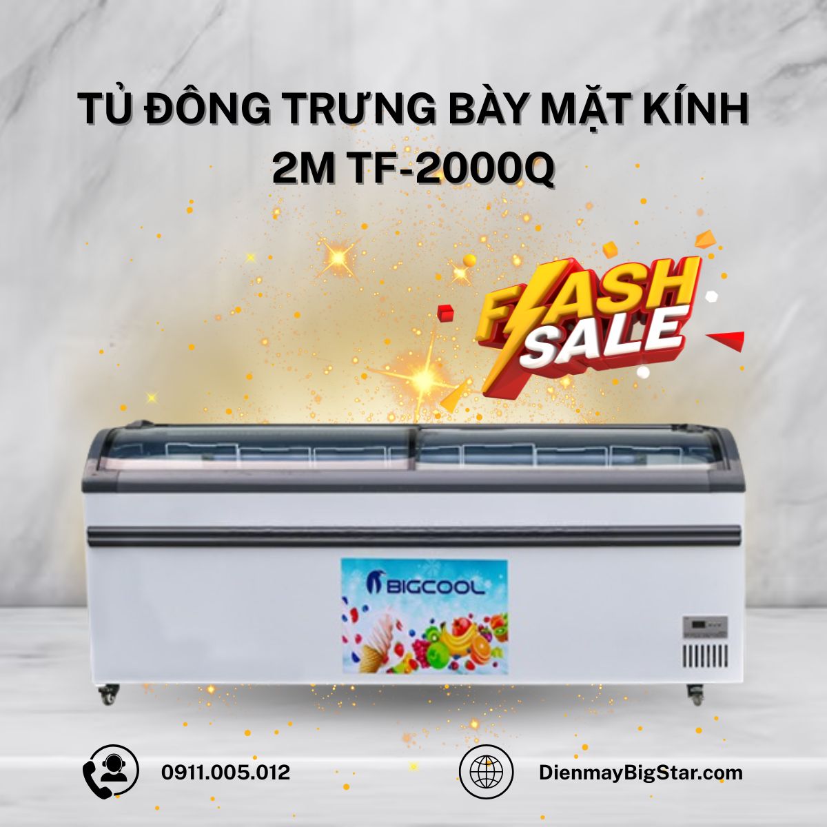 Tủ đông trưng bày mặt kính 2m TF-2000Q