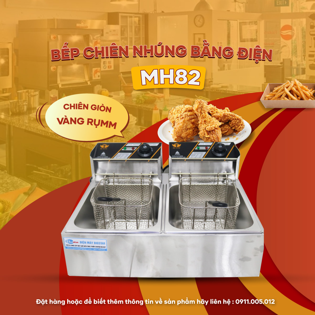 bếp chiên nhúng đôi bằng điện MH-82
