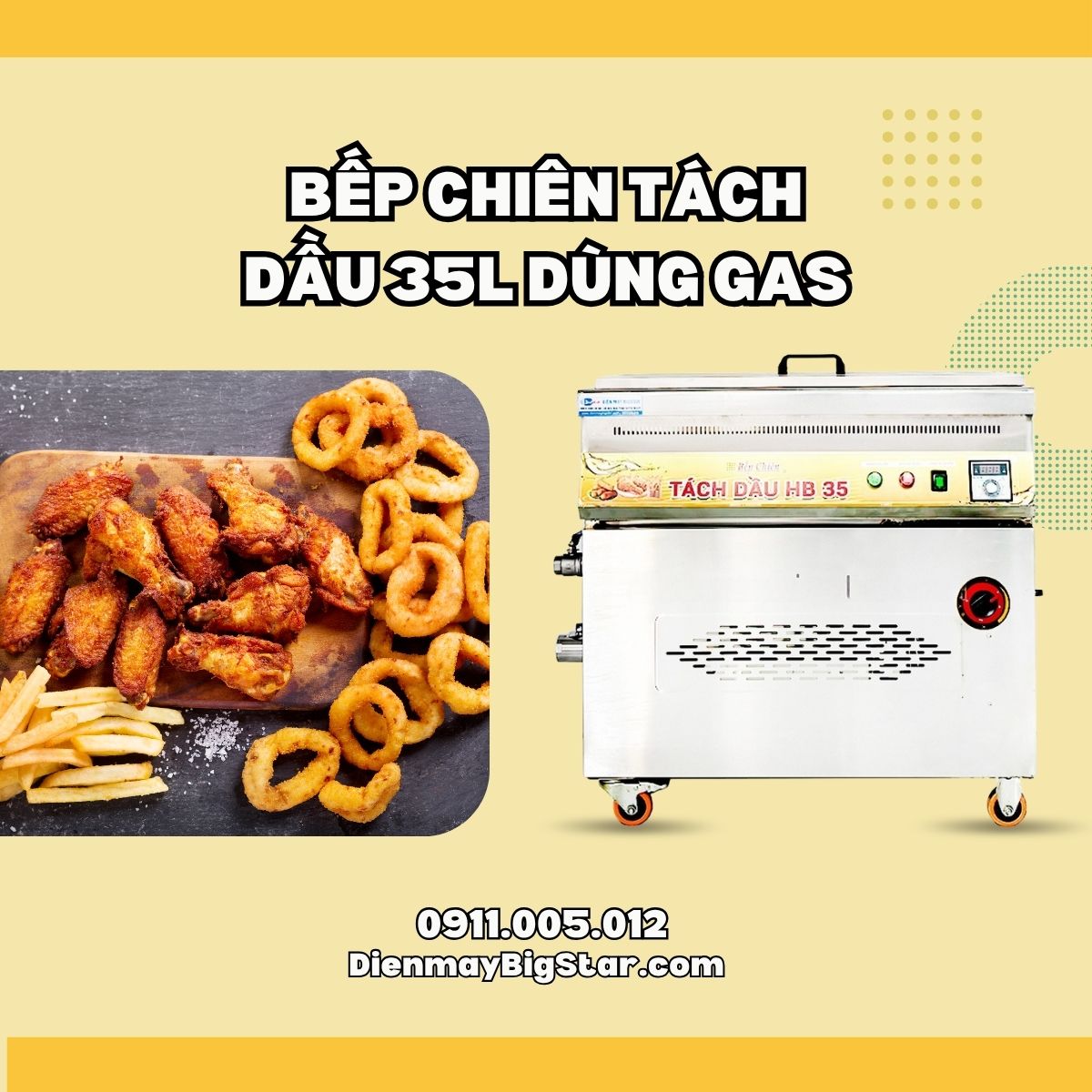 Bếp chiên tách dầu 35L dùng gas