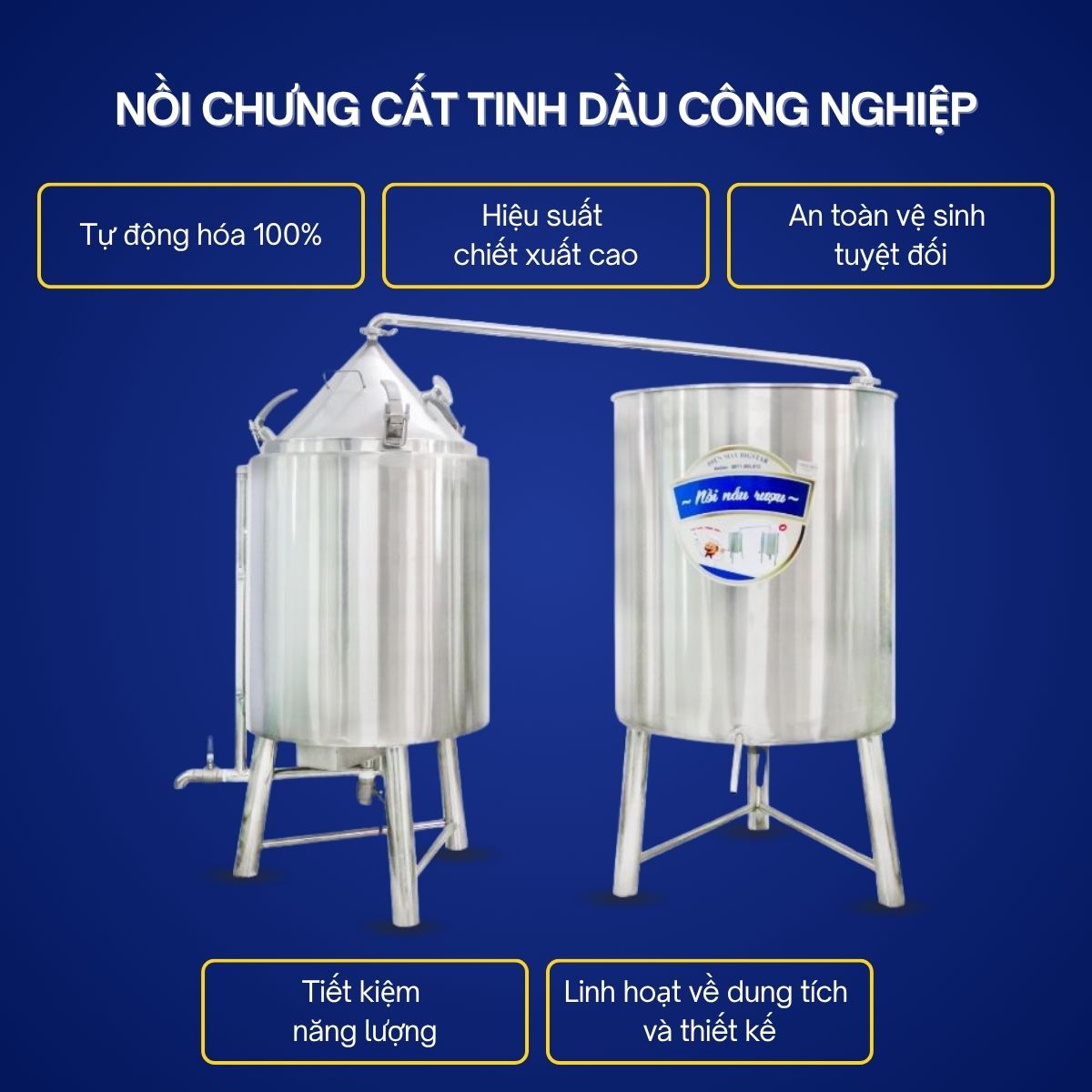 nồi chưng cất tinh dầu công nghiệp