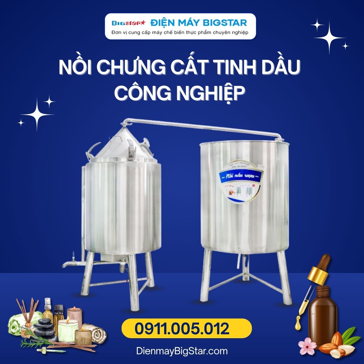 nồi chưng cất tinh dầu công nghiệp