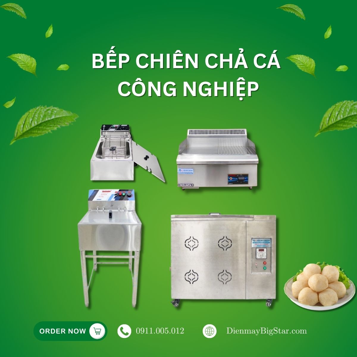 bếp chiên chả cá công nghiệp