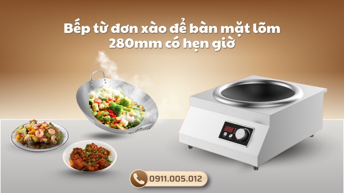 Bếp từ đơn xào để bàn mặt lõm 280mm có hẹn giờ