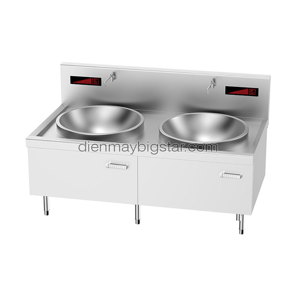 Bếp điện từ công nghiệp đôi chảo lõm liền TS-SDC15C-C02