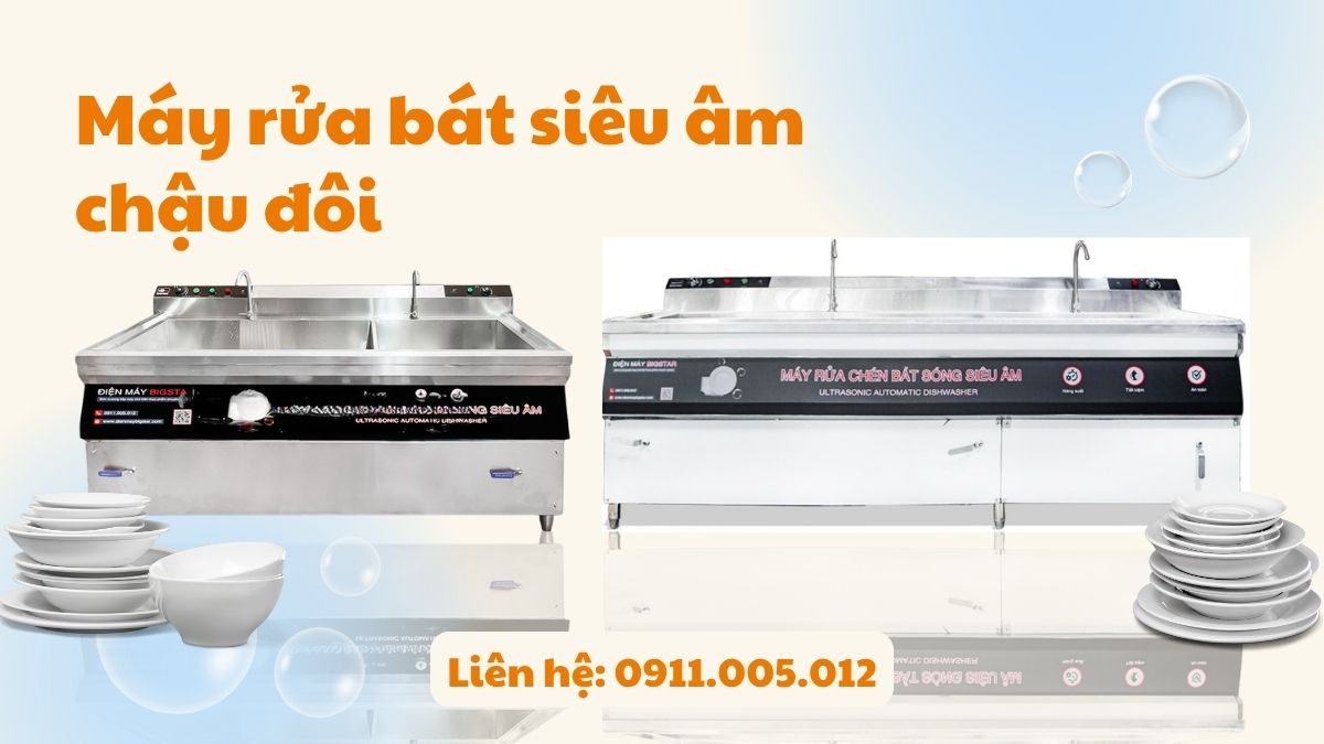 Máy rửa bát siêu âm chậu đôi