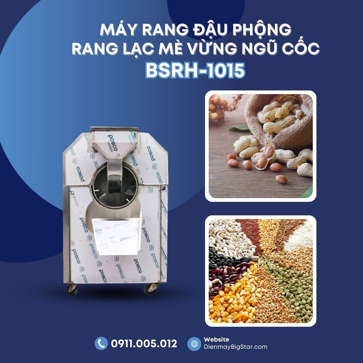 Máy rang đậu phộng rang lạc mè vừng ngũ cốc BSRH-1015